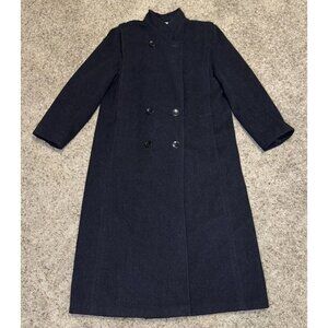VTG Forecaster Of Boston Womens Pure Wool Black Trench Coat USA Sz 14 Travel